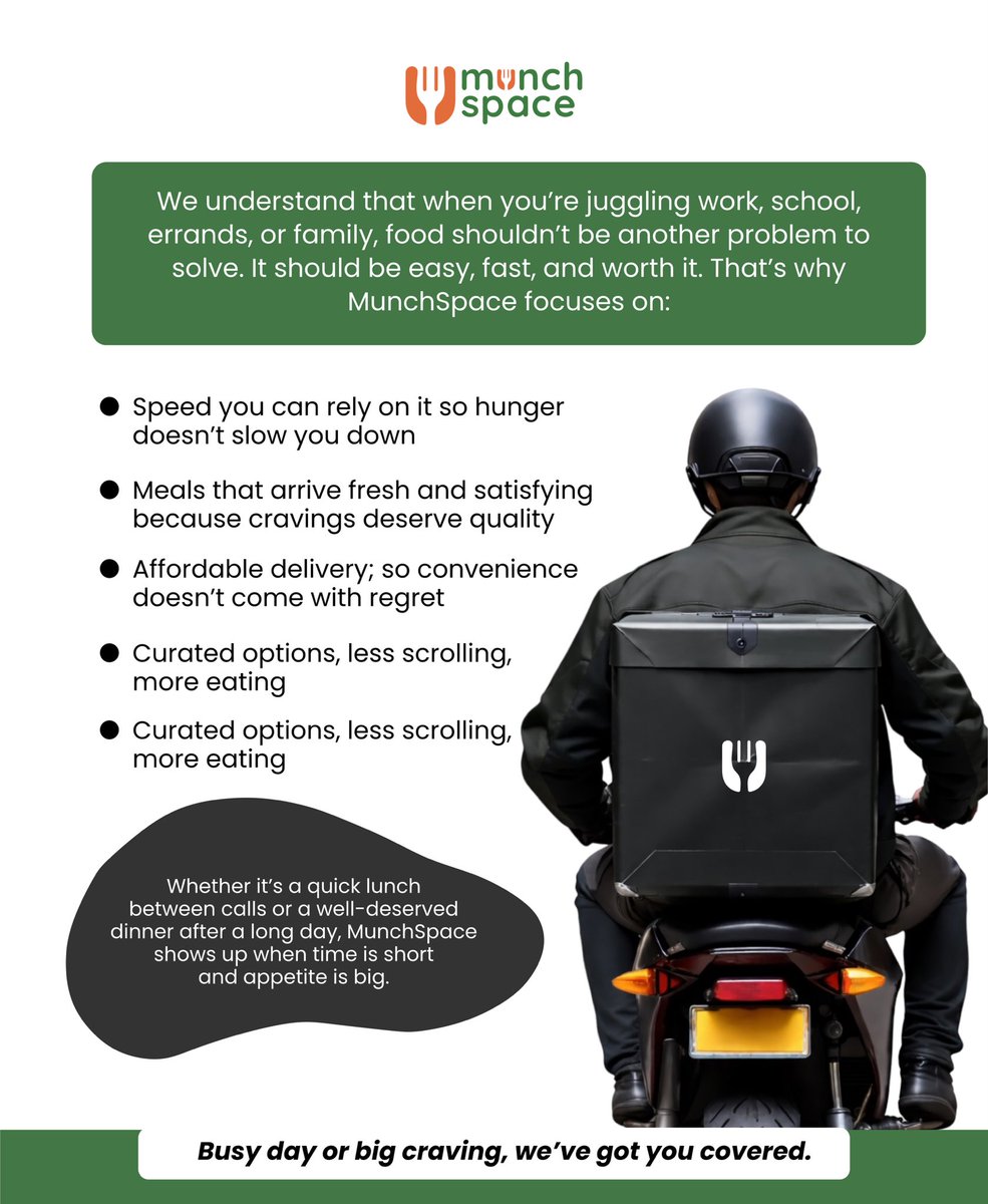 munchspace01's tweet photo. Some days move fast.
Cravings don’t wait.
That’s why MunchSpace is coming to show up when hunger hits and life is loud.
Big days. Bigger cravings.
#munchspace #munchspaceiscoming https://t.co/M9TtG7EtmK