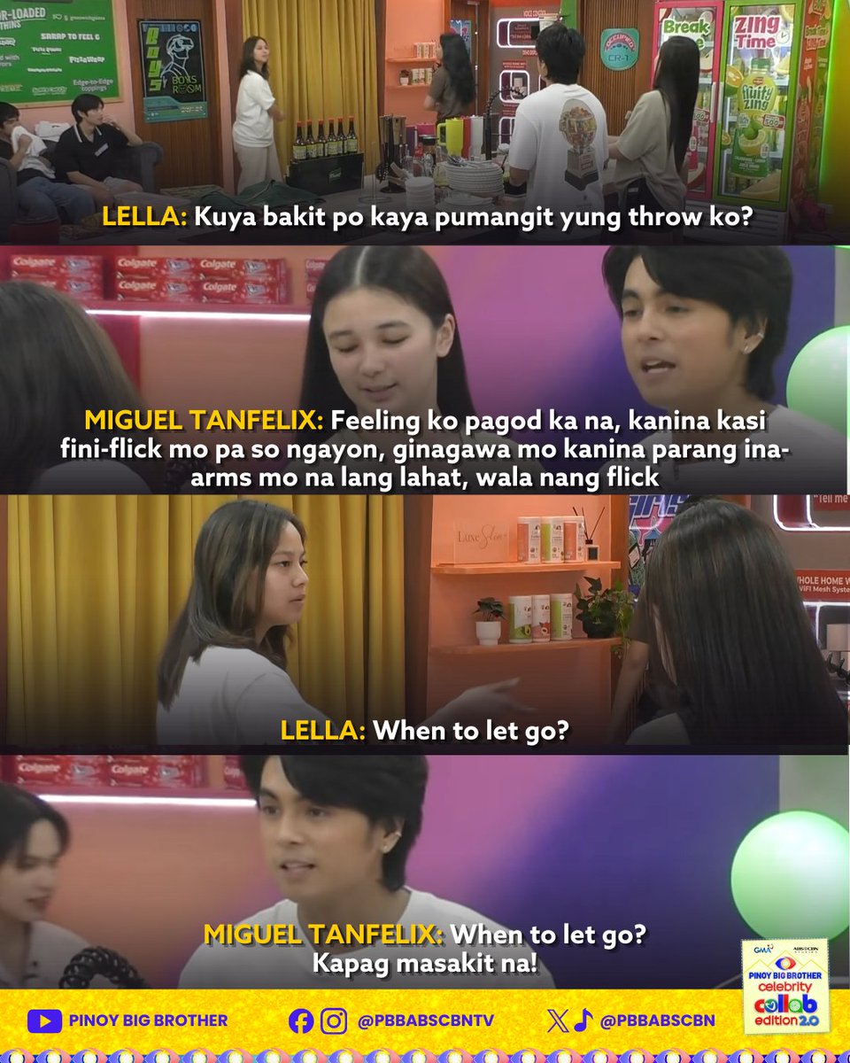 PBBabscbn's tweet photo. Hindi lang pala frisbee coach si Miguel, love expert din pala! 😊

Tumutok sa Pinoy Big Brother Celebrity Collab Edition 2.0 araw-araw! 👀🏠

📺 Weeknights
⏰ 9:40 PM sa GMA, Kapuso Stream, ABS-CBN Entertainment YouTube Channel at iWant
⏰ 10:15 PM sa Kapamilya Online Live

📺 Saturdays
⏰ 6:15 PM sa GMA, Kapuso Stream, ABS-CBN Entertainment YouTube Channel at iWant
⏰ 9:15 PM sa Kapamilya Online Live

📺 Sundays
⏰ 6:15 PM sa GMA, Kapuso Stream at iWant
⏰ 10:05 PM sa Kapamilya Online Live

#PBBCollab20MiggyMoment