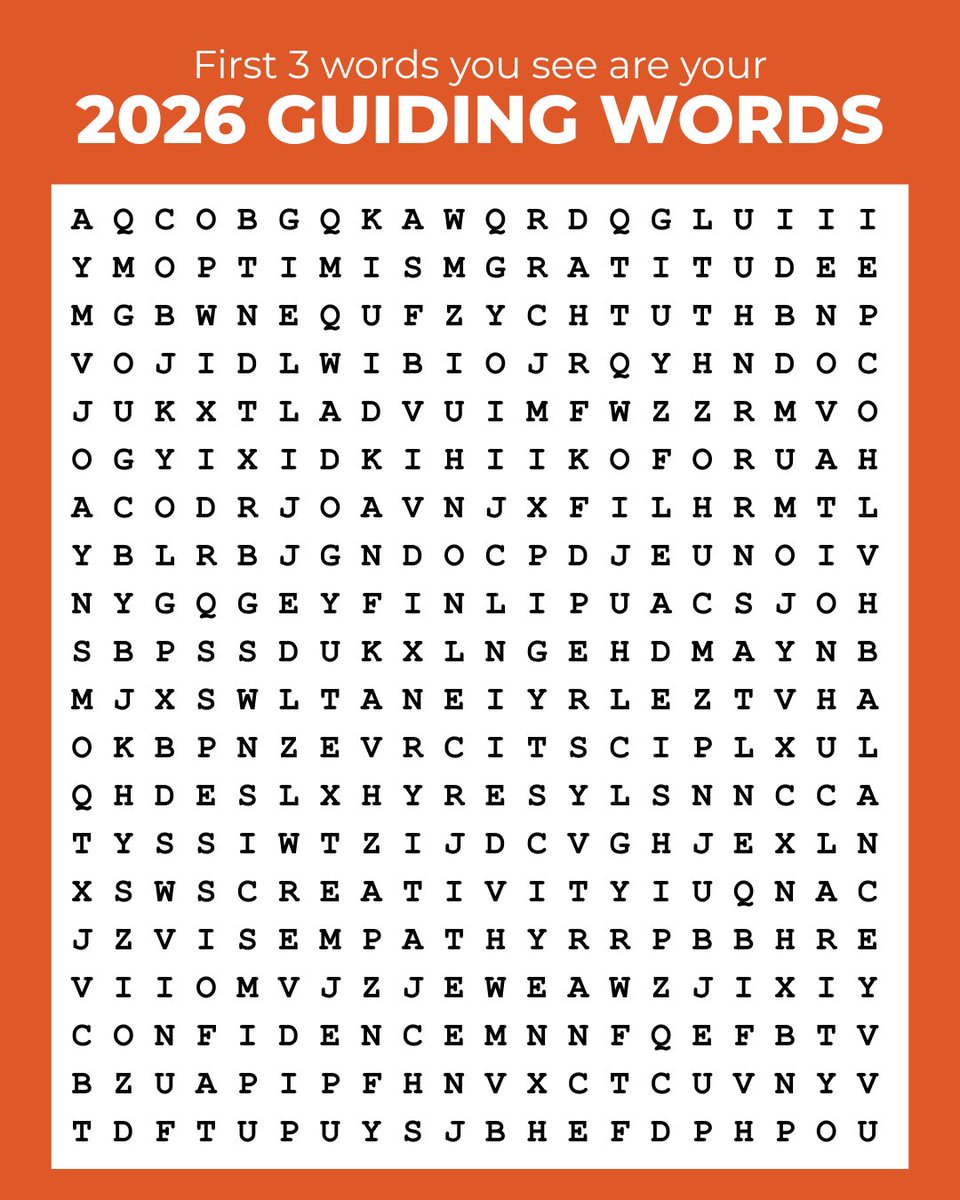 Find the first 3 words in the word search and discover your guiding words for the new year. Which ones will inspire your 2026? 💡
