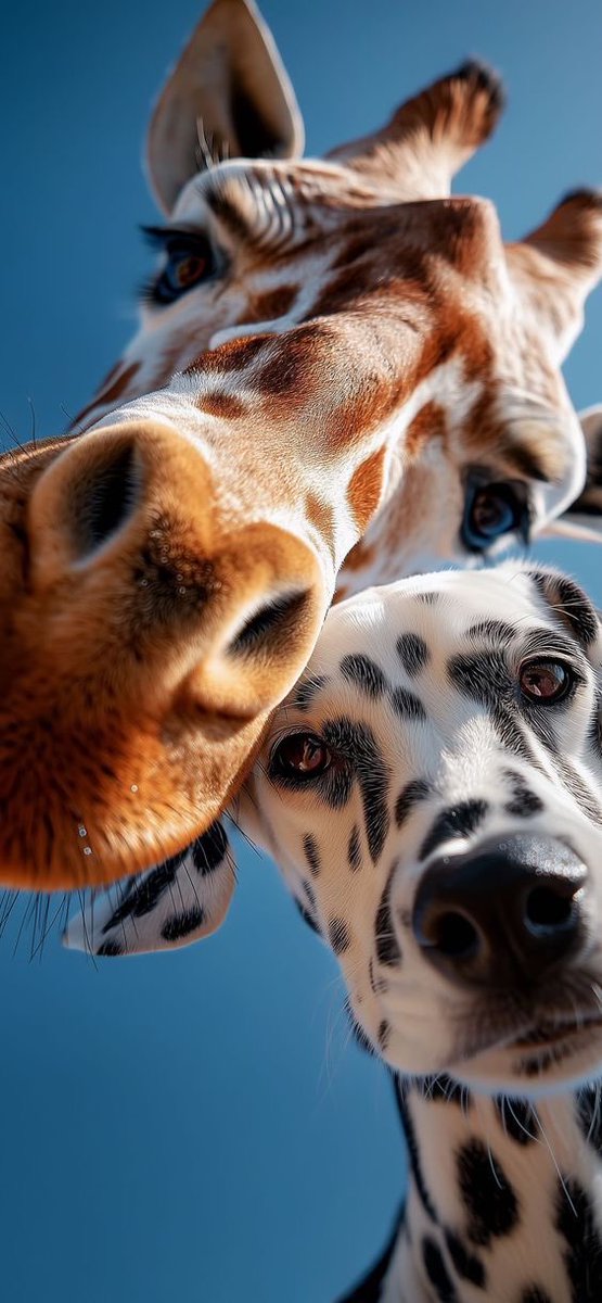 One GIRAFF one DOG one GOAT Staring  at each other