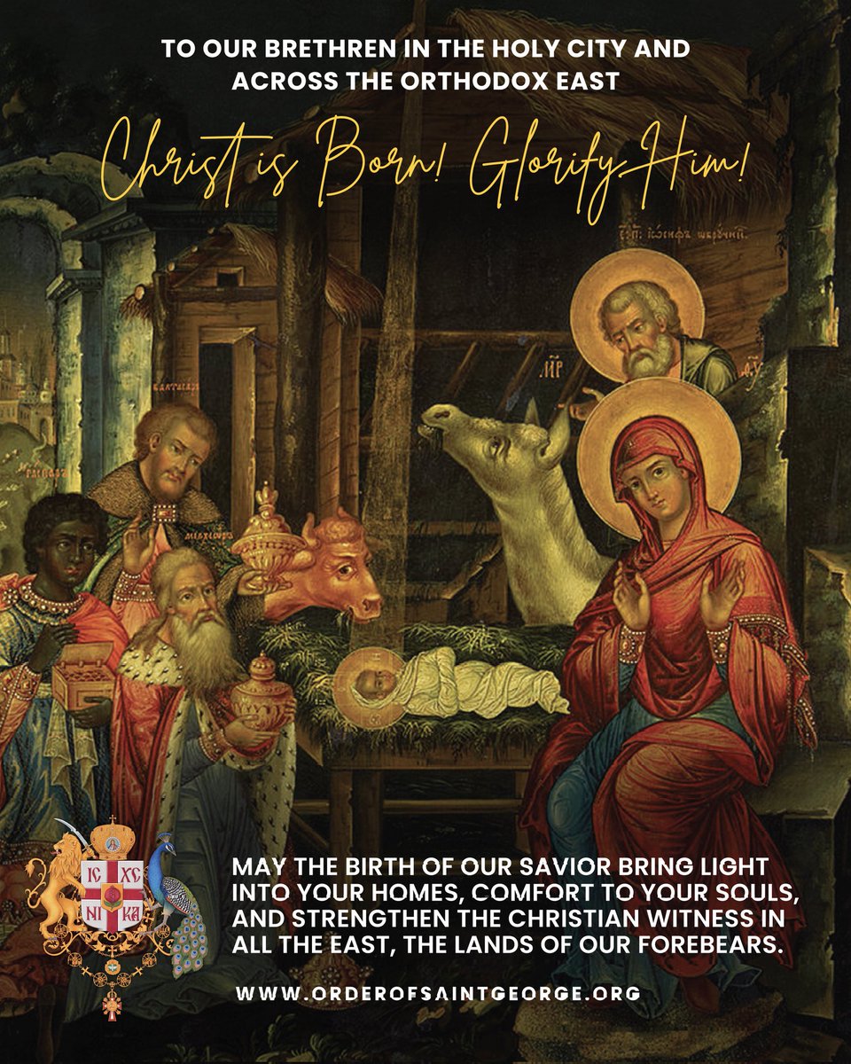 osgtm_x's tweet image. The Order of St. George extends Nativity greetings to our brethren in the Holy City &amp;amp; across the East. May the Savior’s birth bring light to your homes and strength to the Christian witness.
orderofsaintgeorge.org