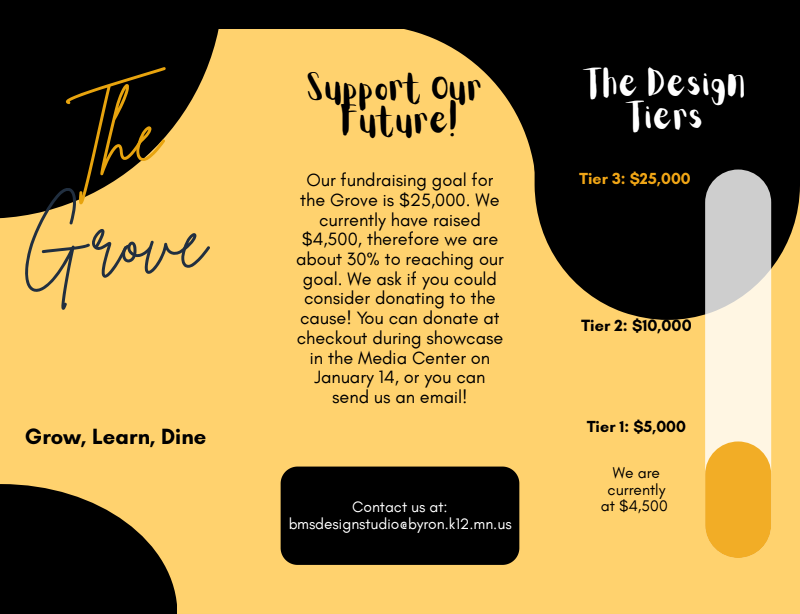 Showcase night is January 14th from 3:30 to 6:30! Come support BMS design studio! All donations go to the Grove! #designstudio #studententreprenuership