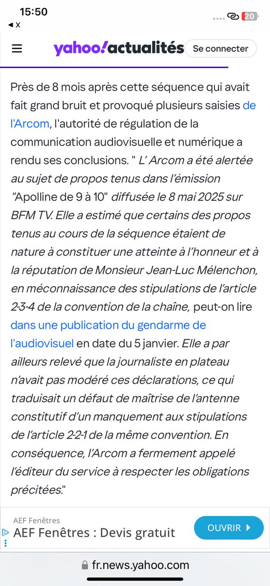Nouvelle sanction ARCOM contre BFM et Apolline de Malherbe suite aux insultes publiques de l’ex président de la LICRA , Jakubowicz , qui avait qualifié Mélenchon de « Goebbels » : pour non maîtrise de l’antenne et même si elle s’est « désengagée plus tard de ces propos » !