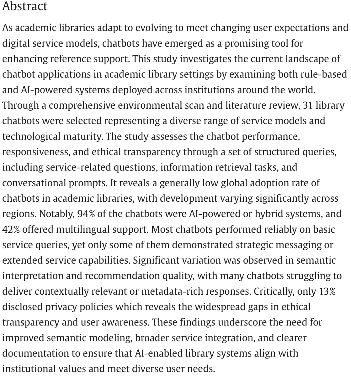 infodocket's tweet image. New Journal Article: #Chatbots for Reference Services in Academic #Libraries: Applications and Trends infodocket.com/2026/01/07/new… #AI #LLMs #GenAI