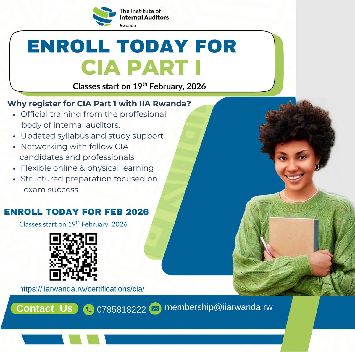 iiarwanda's tweet photo. Dear Members, 
We are pleased to inform you that the upcoming CIA part one classes will begin in February. We encourage other interested candidates to register with us as early as possible. Register On:https://t.co/We3dkNzWKm https://t.co/IQ6fpDIEEe
