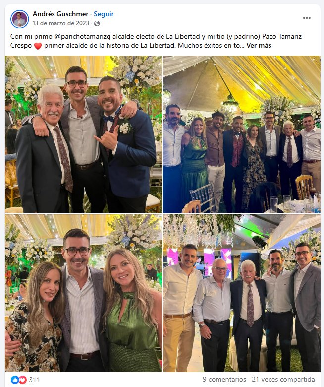 socialholico's tweet image. Pancho Tamariz Guerrero alcalde del cantón La Libertad envuelto en escándalo por venta turbia de tierras es primo del asambleísta de ADN Andrés Guschmer Tamariz. Ahora sabes ya por qué la UAFE guarda silencio.