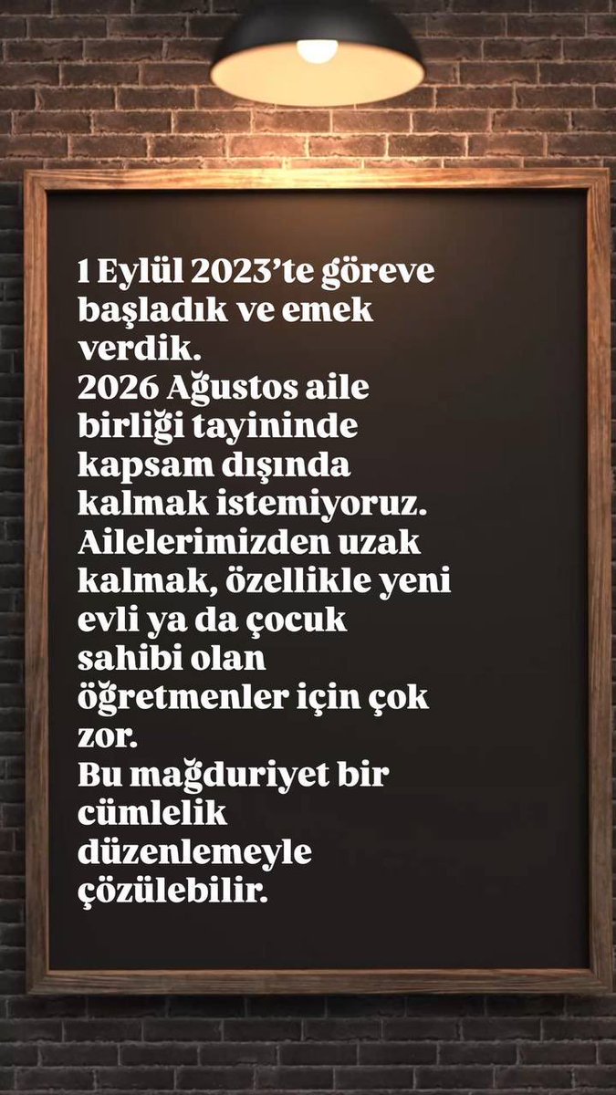 <a href="/TayinHakki2026/">Mazeret Tayin Hakkımız 2026</a> <a href="/Yusuf__Tekin/">Yusuf Tekin</a> <a href="/cftcblnt/">Bülent ÇİFTCİ</a> <a href="/oguzozat/">Oğuz ÖZAT</a> <a href="/aliyalcin/">Ali Yalçın</a> <a href="/TalipGeylan06/">Talip Geylan</a> <a href="/RamazanCakirci/">Ramazan Çakırcı</a> #2023eylülatamasıailebirligi