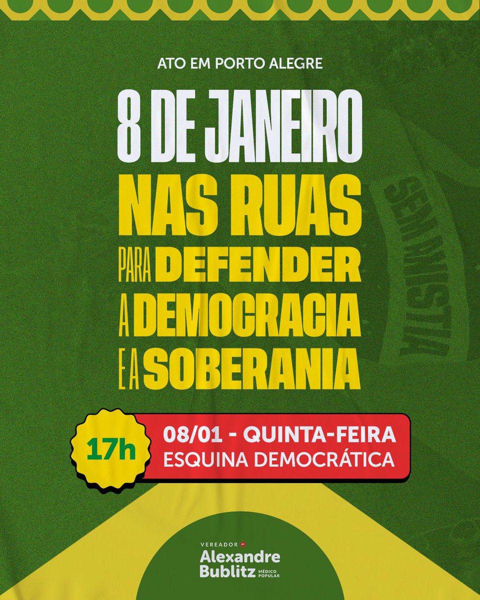 bublitz_a's tweet image. Nunca esqueceremos a tentativa de golpe de 8 de janeiro de 2023, um ataque direto à democracia e à vontade popular. Defender a democracia é um compromisso permanente. Por isso, vamos às ruas: por memória, por justiça e para que nunca mais se repita. ✊