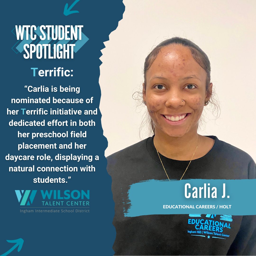 ⭐ Student Spotlight: Carlia J. ⭐
Carlia is being nominated for her strong initiative and dedication in her preschool placement and daycare role, along with her proactive pursuit of credentials like the RBT and CDA. 
#StudentSpotlight #InghamImpact