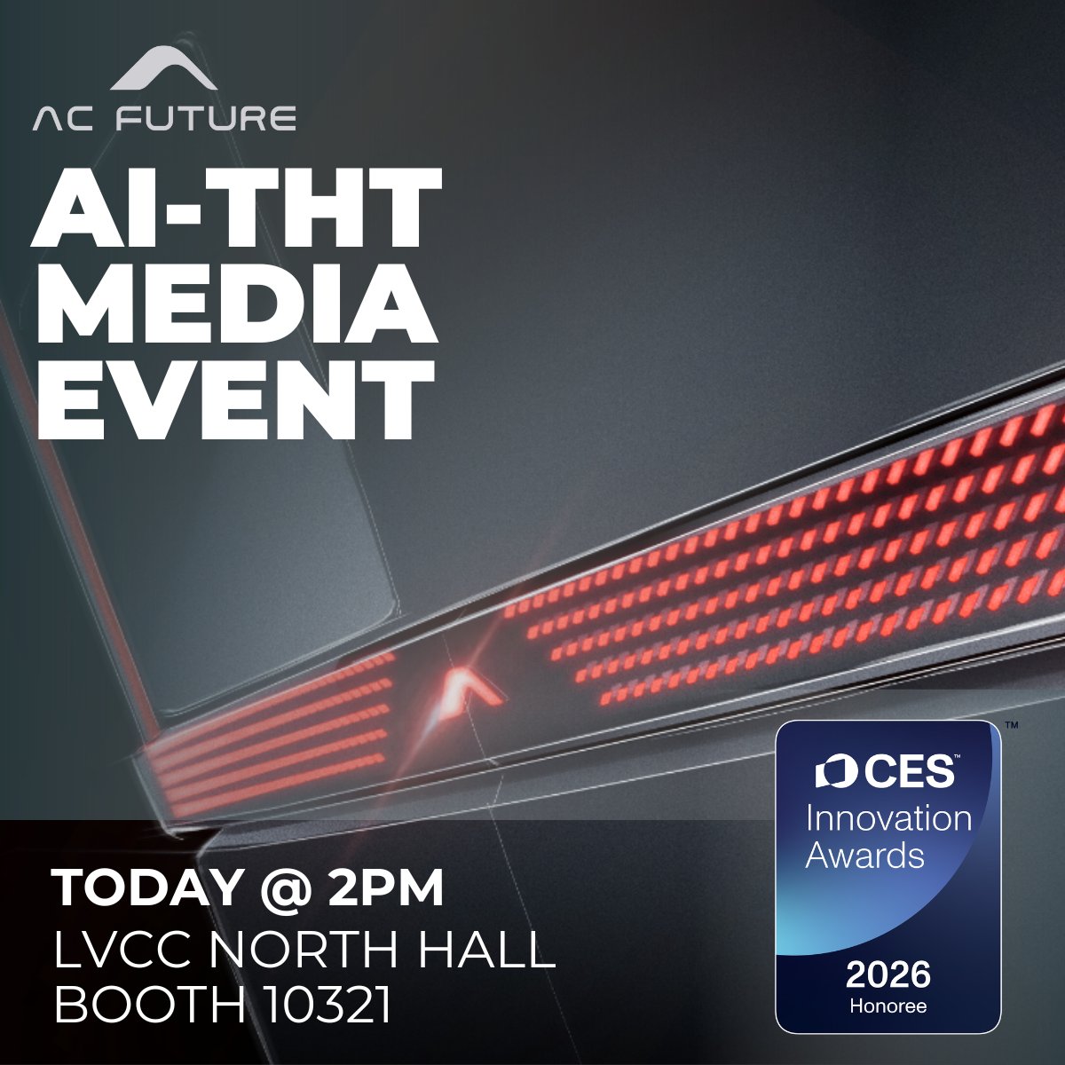 Today is the day! Join AC Future at CES 2026 today at 2:00 p.m. PST for an exclusive media event unveiling our vision behind the AI Transformer Home Trailer (AI-THt), a 2026 <a href="/CES/">CES</a> Innovation Award Winner. Reserve your place here: tinyurl.com/5yjxmbu7.