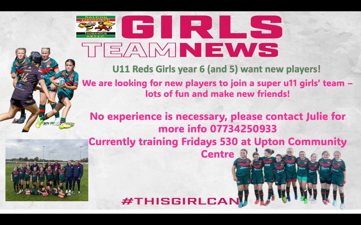 SportFps's tweet photo. Attention Halton Hornets are looking for Girls in Year 5 and 6 to join their rugby team 🏉 https://t.co/41fgWpedHB