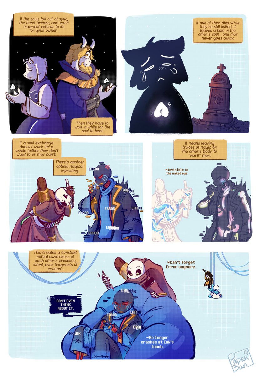 This is how I picture a monster wedding (soul-binding) in my stories ✨
If I ever make longer comics, I’ll definitely include it… so here we go! ଘ(੭ˊᵕˋ)੭

#fanchild #creamship #frans #errink #undertaleAU