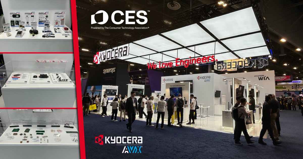 kavxcorp's tweet image. #KYOCERAAVX is showcasing an extensive selection of highly engineered #component &amp;amp; device technologies this week at @CES in Las Vegas. Head over to our booth 6501 to check it all out!
 
#CES2026 #LasVegas #Innovation #CES #Tradeshow #Tech #Electronics