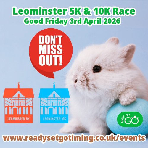 Dont miss out on this years Leominster Easter 5k &amp; 10k Race 2026 

For all the information, please visit 👇🏻 
readysetgotiming.co.uk/events