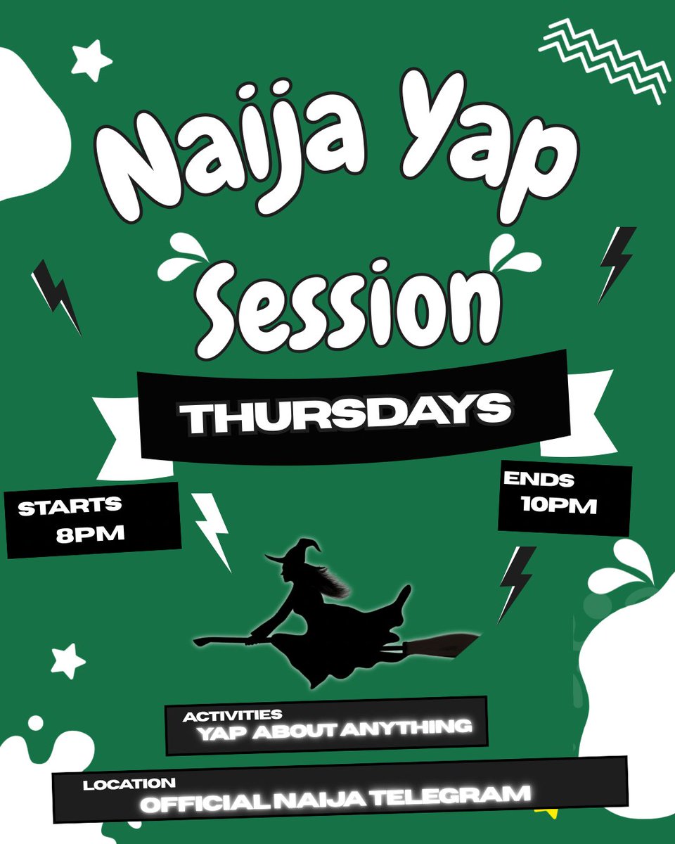 IT’S TIME FOR NAJA YAP SESSIONS!!!

Tomorrow night we’re choosing VIOLENCE of fun only.

No charts. No smart contracts, No crypto related conversations.
 
JUST PURE NAIJA ENERGY.

Naija Yap Sessions is our unfiltered IRL hangout, and you must not miss it.

gRitual Naija.