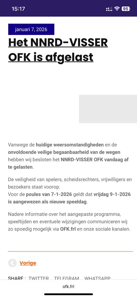 Het OFK 2026 is voor vanavond afgelast. Ouwe Syl 2 komt nu komende vrijdag in actie. ofk.frl/het-nnrd-visse…