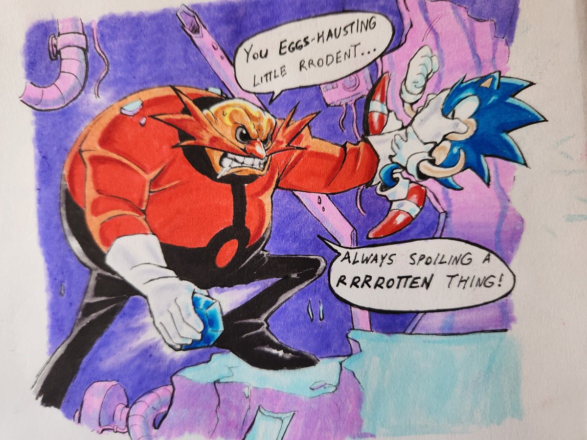 THENEWOmegan's tweet image. That one suit Eggman wore in Sonic Spinball. (Art by @/ThePinkGalaxy55)