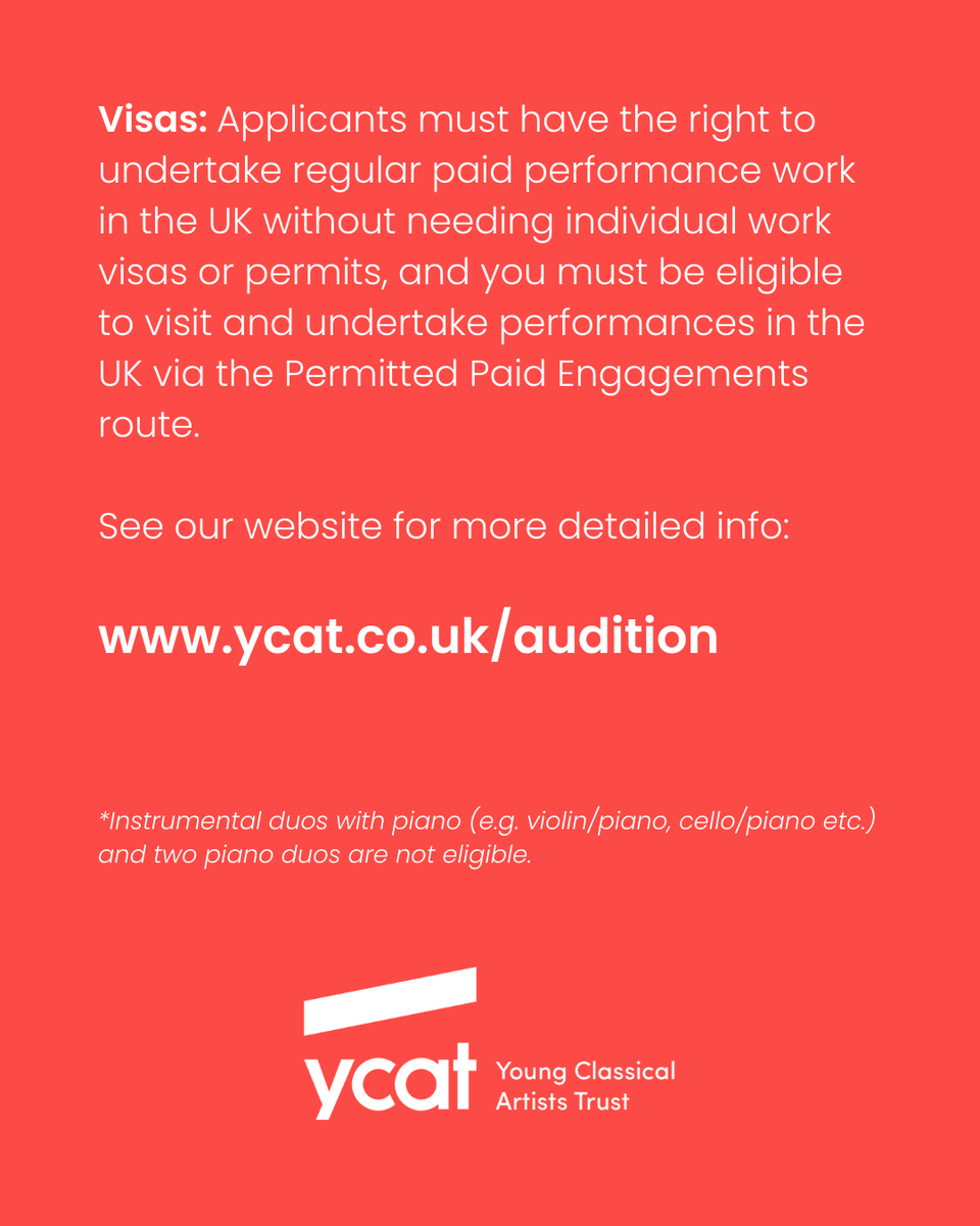 YCATrust's tweet photo. Do you know someone who's thinking of applying to YCAT this year?
Here’s a quick overview of eligibility.
Full details 👉 https://t.co/DyOnoebBjJ
#YCATrust #YCATauditions2026 https://t.co/En0ifCsU2q