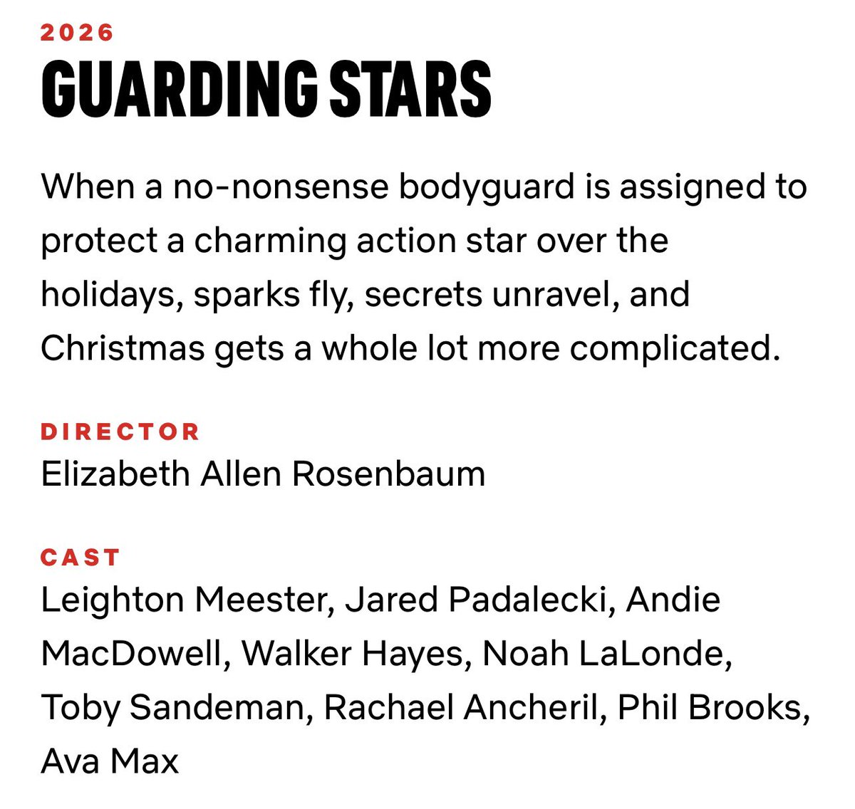 JarPad_Team's tweet image. 🆕 New Title | Guarding Stars

The new title for the movie adaption The Bodyguard by Katherine Center has been revealed by Netflix's Tudum.

CAST
Leighton Meester, Jared Padalecki, Andie MacDowell, Walker Hayes, Noah LaLonde, Toby Sandeman, Rachael Ancheril, Phil Brooks, Ava Max…