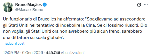 Certo che sono proprio svegli sti fantomatici funzionari di Bruxelles

Si vede che so professionisti e che lo fanno di mestiere 🤡🥰