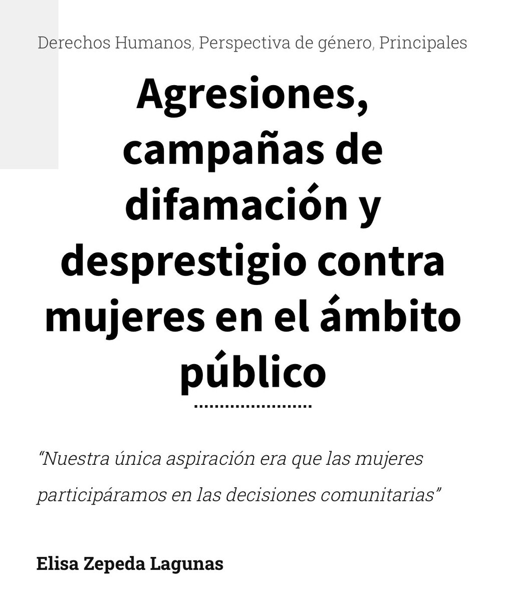 Elisa_ZepedaOax's tweet photo. ▫️Les comparto el artículo de opinión “Agresiones, campañas de difamación y desprestigio contra #mujeres en el ámbito público”, agradezco el espacio a la @RevistaZocalo 👉https://t.co/vAX4oumFJu https://t.co/VtdyMLldPi