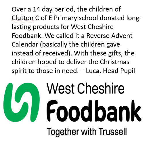 A massive well done to the whole school for being able to spread the Christmas spirit the season. Your donations were well received by the food bank and donated just in time for the festive period. As a school, we greatly appreciate all your continuous generosity!