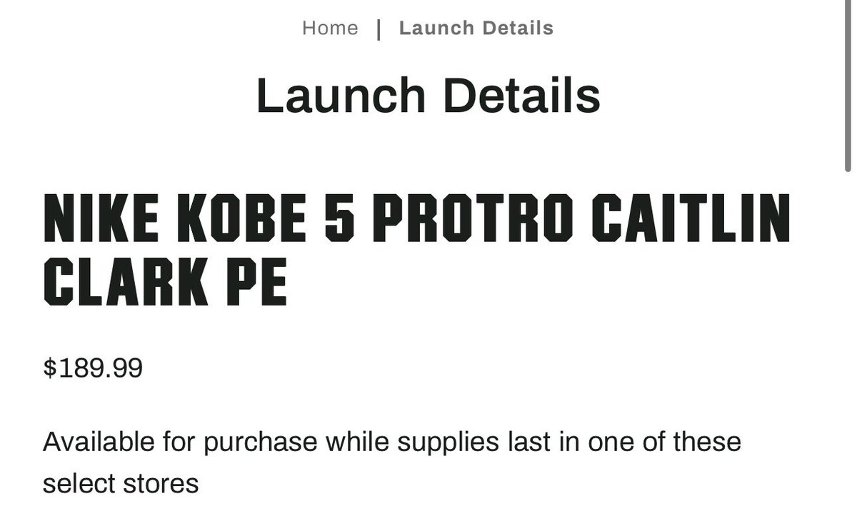 SnkrsStock's tweet photo. AD: head to DSG for a Chance to buy a pair of Kobe x caitlin Clark PE
 
Call store to confirm 
Store list below 👇🏽 
https://t.co/Z8cT0V08iA https://t.co/h3LJBI8dga
