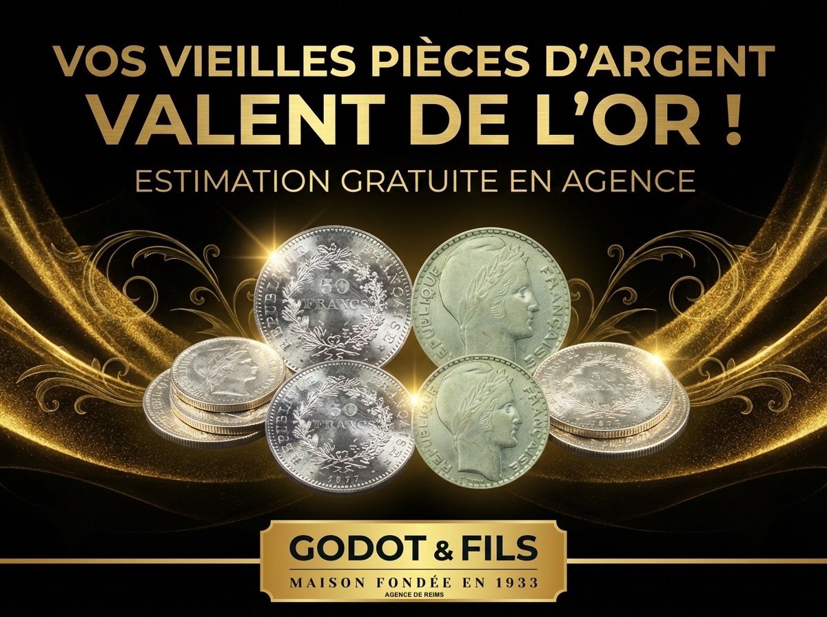 GodotFilsReims's tweet image. 🪙 Pièces en Argent 🪙
💡 Vos vieilles pièces en #Argent valent de l’or !
👉🏼 Les cours de l’Argent sont au plus haut et nous rachetons vos vieilles pièces en Argent aux meilleurs prix du marché 📈💰
Estimation gratuite en agence ✅
N’hésitez pas à nous contacter !
#Reims #BonPlan