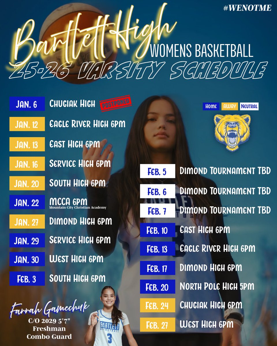 farrahgamechuk's tweet photo. Freshman season is HERE!🔥
The 2025–2026 BHS Varsity Girls Basketball season is officially underway.
Check out the schedule and come catch a game. 🐻💙💛
#FreshmanVarsitySeason #ClassOf2029 #ComboGuard #Varsity #fromthesnow❄️ https://t.co/VtQyqDCUDV