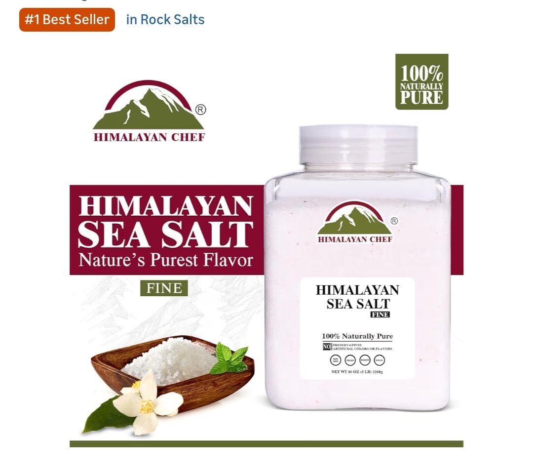 TheTrendy_Times's tweet image. Himalayan Chef Sea Salt Fine Grain Himalayan Salt, 5 lbs Bulk Bag - 100% Natural, Unrefined, Kosher, Rich in 84 Organic Minerals for Cooking, Seasoning
#himalayansalt #seasalt #cookingessential
#AmazonFinds 
amzn.to/3Z6Sebr