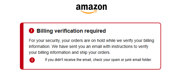 thebinsultan's tweet photo. @AmazonHelp My account shows “Billing verification required”, but I never received the verification email (checked spam as well). I already emailed Amazon support but haven’t received any response. My account has been on hold for 2 days. Please assist. Thank you. https://t.co/CjygT5IYbb