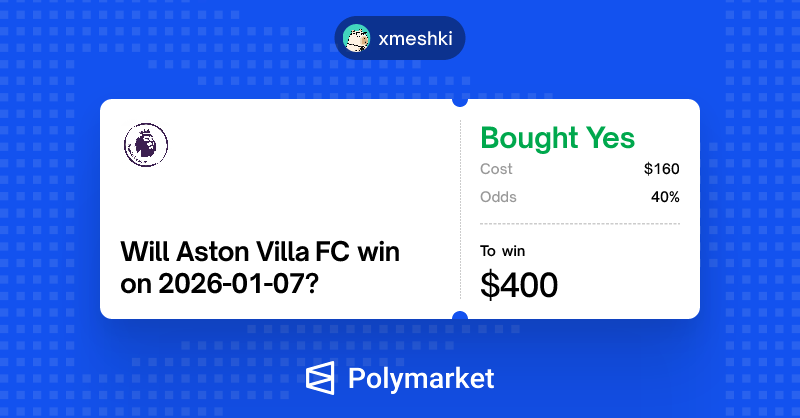 Praying for Aston Villa in tonight's match!

Palace isn't playing good at all and they aren't doing great lately, so R/R is fair for me!

Bullish on <a href="/zscdao/">zerosupercycle</a>, gPoly!