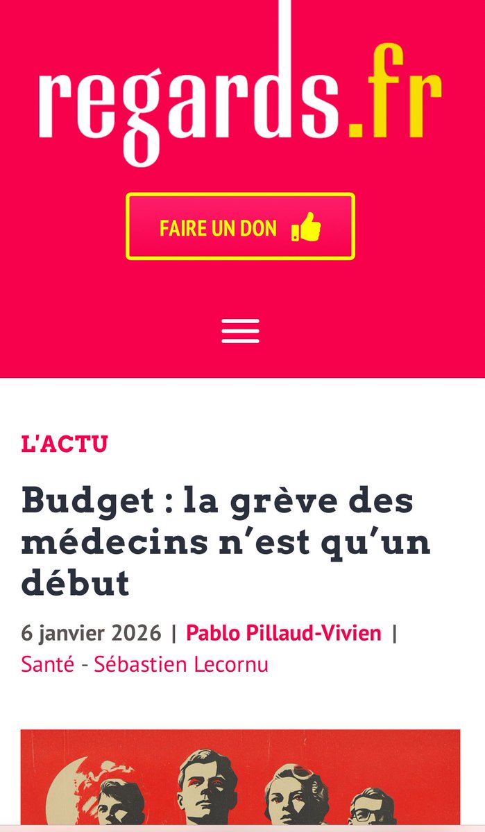 "Budget : la grève des médecins n’est qu’un début

En se mobilisant massivement, les médecins libéraux envoient un signal politique fort. Le budget de la Sécurité sociale craque dès les premiers jours de 2026."

regards.fr/budget-la-grev…