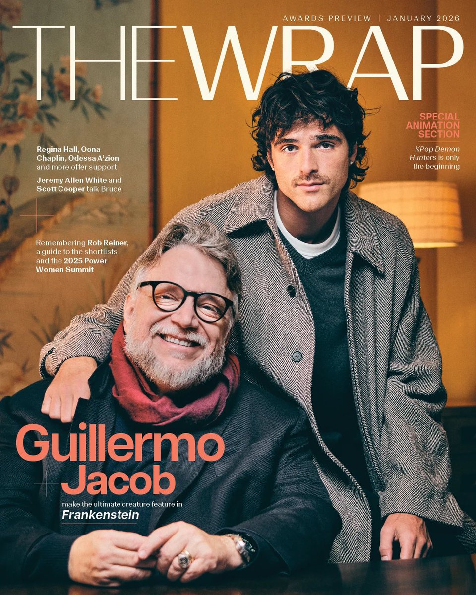 fileselordi's tweet image. jacob elordi and guillermo del toro for the wrap