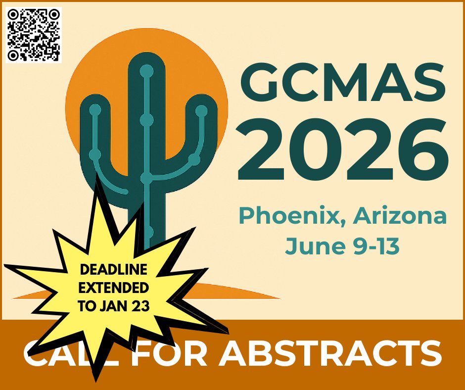 gcmas's tweet photo. 📷 Abstract Submission Deadline Extended! 📷

The Call for Abstracts for GCMAS 2026 has been extended! Submit your podium or poster abstracts by:
📷 New Deadline: January 23, 2026
📷 Submit Here: 

https://t.co/FWAGNm2HDq

Join us in Phoenix, June 9–13, 2026! https://t.co/Y1cxbmlxBV
