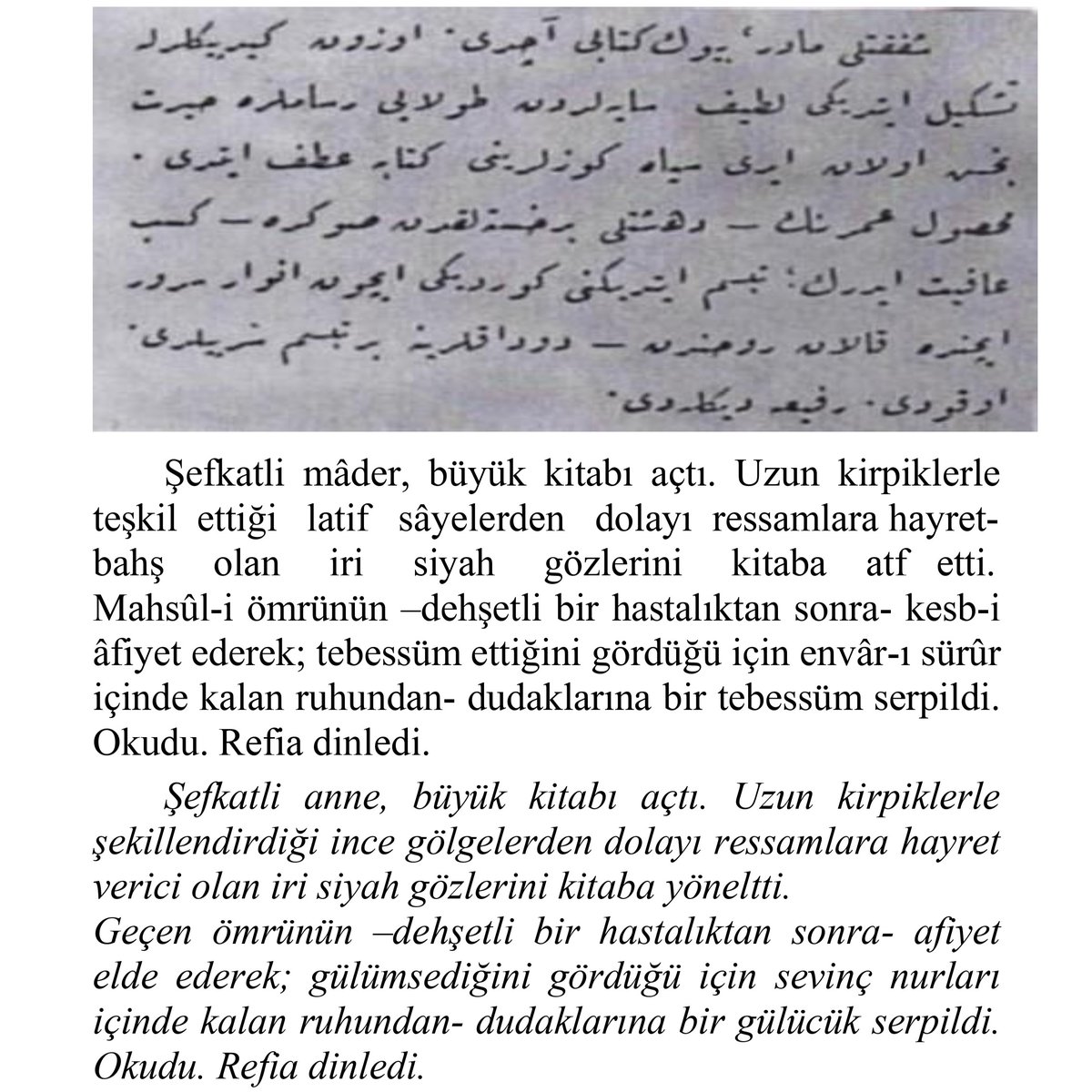 osmnlcadvnsiiri's tweet photo. Arap harfli Osmanlı Türkçesi ile yazılmış bir romandaki bir bölümün, Latin harfli Türkiye Türkçesi'ne aktarımı ve günümüz Türkçesi'ne sadeleştirilmesi...
#eskitürkçe #matbu #hikaye #roman #osmanlıtürkçesi #osmanlitürkcesi #osmanlıcaçeviri #osmanlica #osmanlıca #osmanlicaceviri https://t.co/oFhGQdOWgI