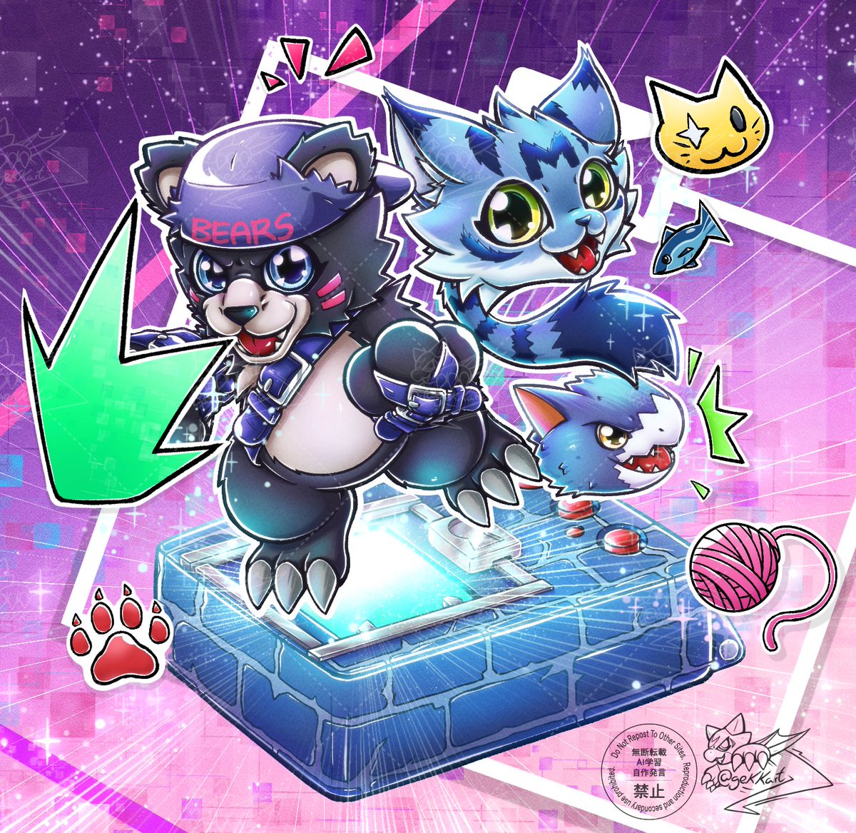 Bearmon Wanyamon and Dodomon #Digimon #デジモン