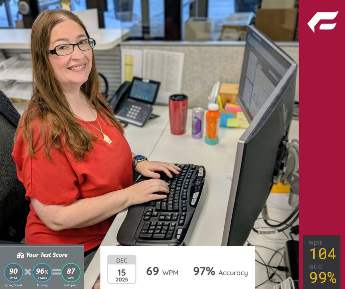 Today we’re celebrating World Typing Day! Our own Tara clocks in at 70–100 WPM, helping keep everything moving quickly and accurately behind the scenes. What's your typing speed?
