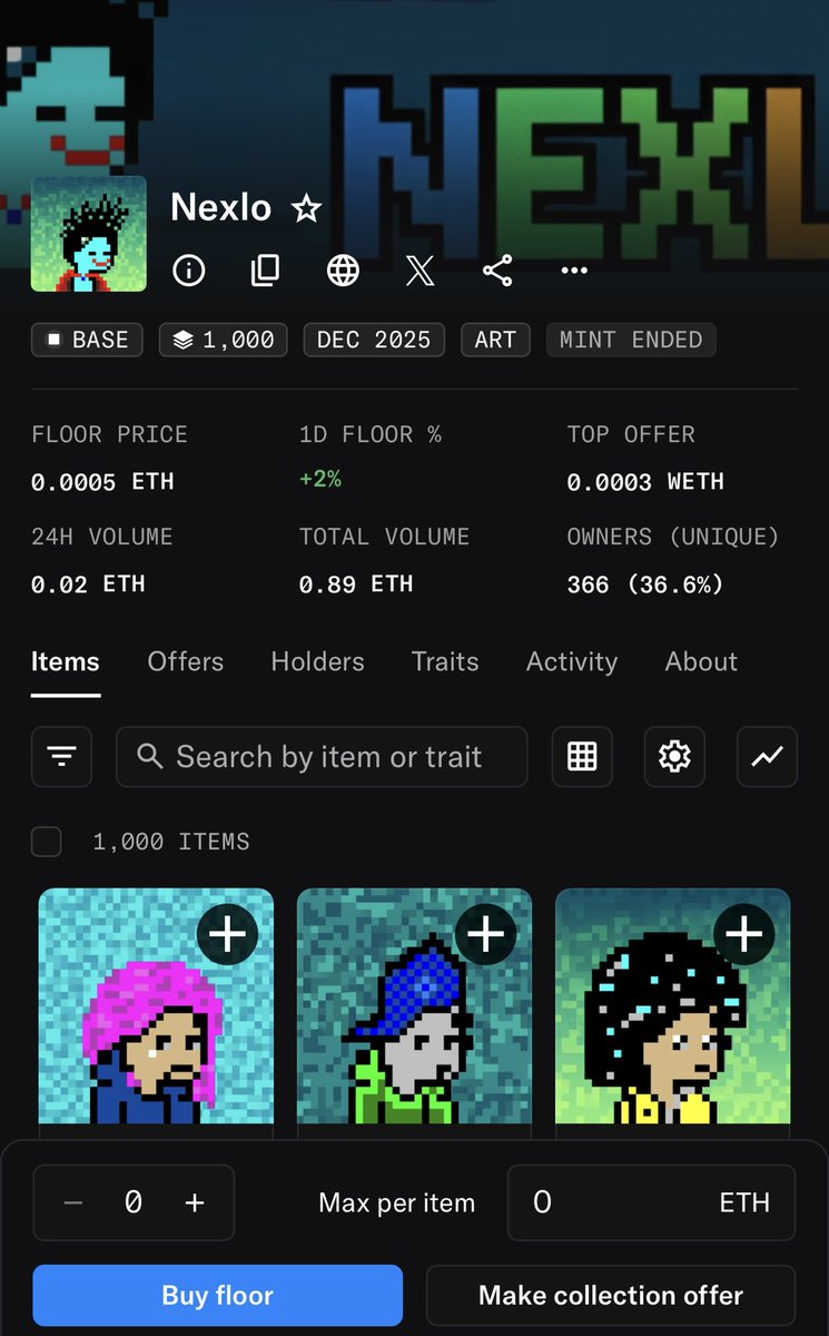 Here we go 

        👾 🧹SWEEP CONTEST 🧹👾

Sweep 2 or more NEXLOs 
Drop your opensea acc 👇

We are giving away 10$ to one random lucky sweeper 🧹🧹

48 hs ⏰

opensea.io/collection/nex…