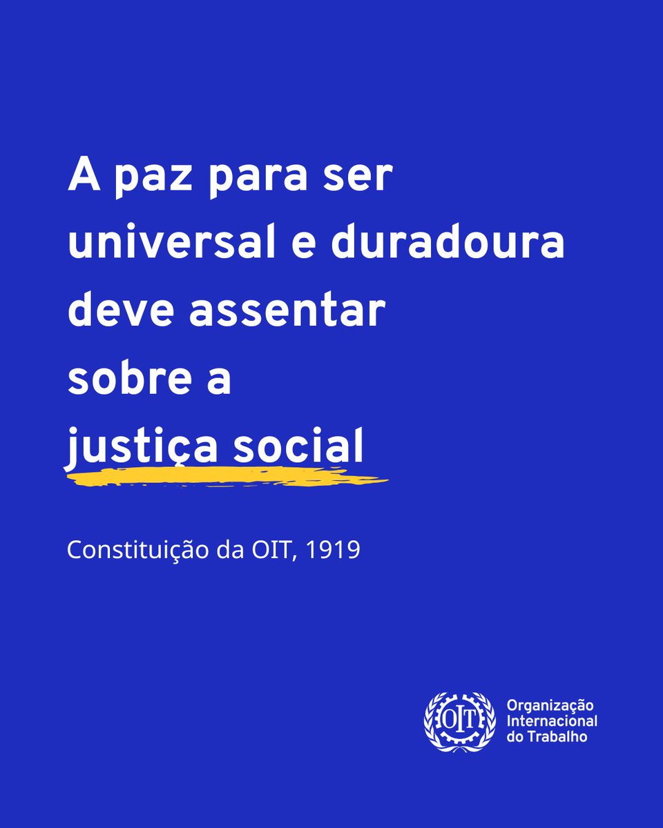 OITBrasil's tweet image. A justiça social é a base para uma paz duradoura‼️

#TrabalhoDecente
#JustiçaSocial
@onubrasil