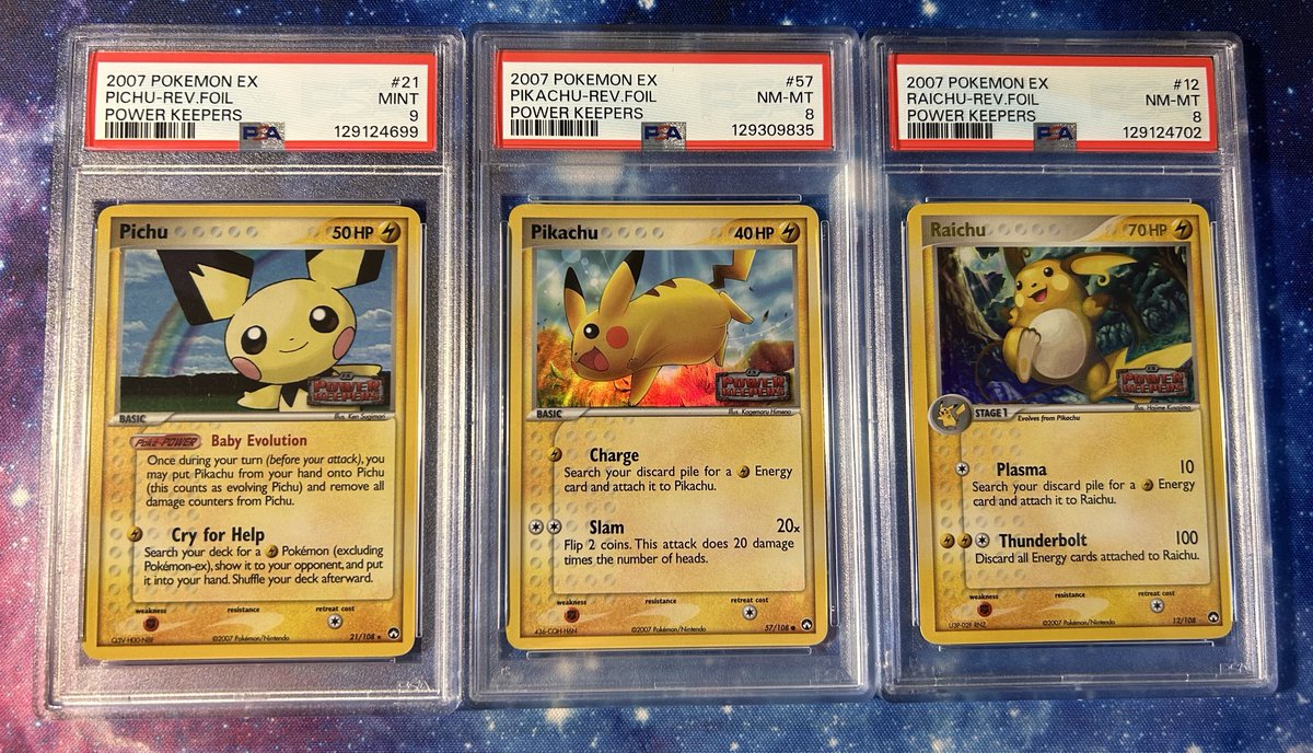 GarvInvests's tweet image. Power Keepers RHs are near the top of my list right now. 
The rainbow effect on the foil is so nice!
Top tier Pika evo trio btw 😉