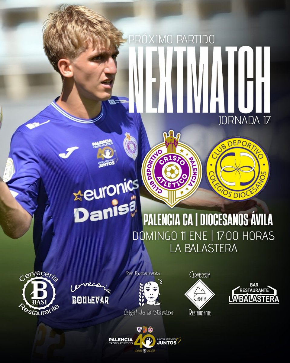 ⚽️PRÓXIMO PARTIDO

🗓️ Domingo 11 Enero
🆚 <a href="/diocesavila/">DIOCESÁVILA</a> 
🕒 17:00 h
📍 La Balastera

🎯A por el primero del año en La Balastera
 
#lahistoriacontinua 💜 #40añoslatiendo