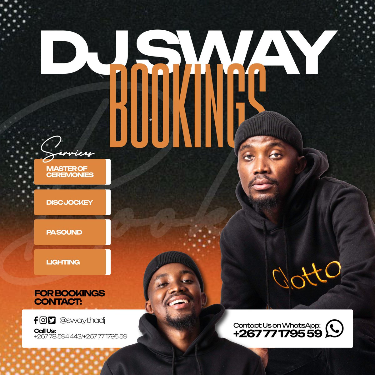 swaythadj's tweet image. Afternoon. This year I am going all out with getting out there. So I really need your support. Book the boy to handle your events, bars,restaurants, clubs, private parties &amp;amp; weddings. And all round great energy. 

I'm the full package. 🤎🙏🏿