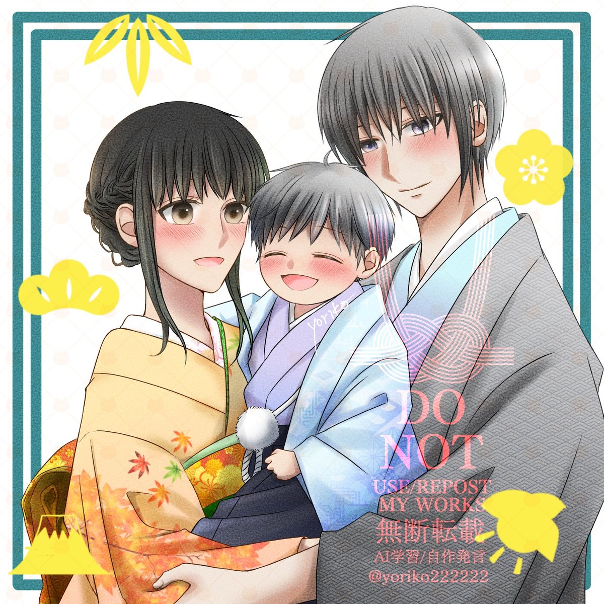 きょんる、春リンと描いたので、由希真知も！🐭🍁✨
お正月イラストは以上です！
（お正月というかただ着物なだけでしたけど…）
