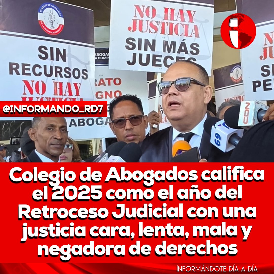 informando_rd7's tweet image. El Colegio de Abogados de RD, calificó el 2025 como el año del Retroceso Judicial con una justicia cara lenta y mala, además de negadora de los derechos fundamentales de los ciudadanos, al tiempo de exigir mayor presupuesto para el Poder Judicial.
@TPotentini