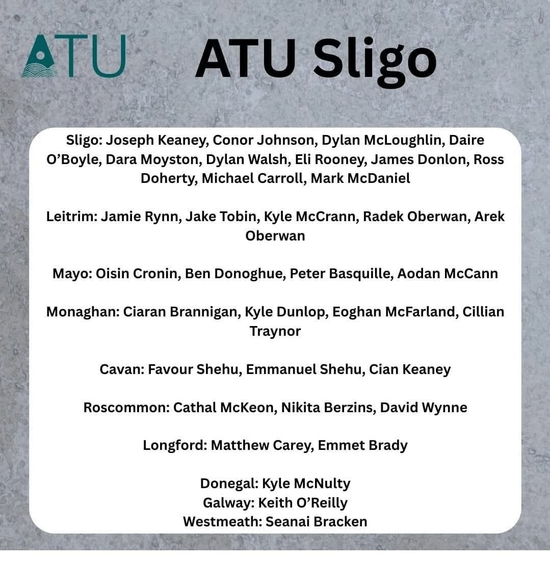 Good luck Dara and your <a href="/atusligo_ie/">ATU Sligo</a> sigerson colleagues for game tonight.
Club players Conor &amp; Darren are part of the backroom team.
All the best lads...

<a href="/GeevaghHighwood/">Geevagh.ie</a> 
<a href="/oceanfmsport/">Ocean FM Sport</a> 
<a href="/sligogaa/">Sligo GAA</a> 
<a href="/sligoweekender/">Sligo Weekender</a>