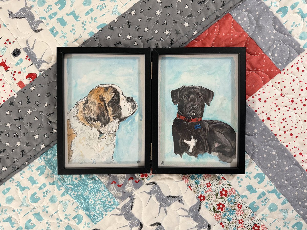 VGDesigns's tweet image. One of my favorite places to commission gifts is @ArtbySamSaccone 🎨 Sam has done some wonderful pet portraits for my friends. The likeness is spot on, and exactly the size and style I requested. Highly recommended if you need a fun gift this year for the pet lover in your life.