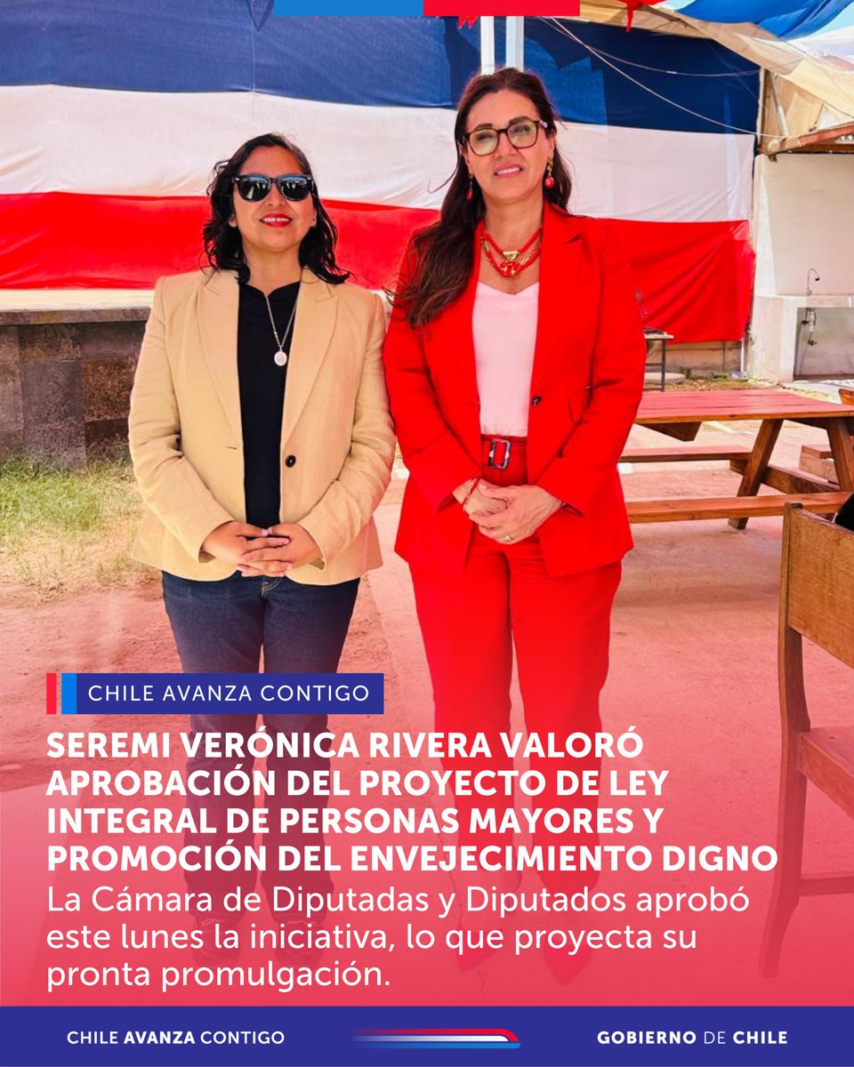Buenas Noticias ‼️
Con el objetivo de informar a la comunidad regional, su relevancia y trascendencia, nuestra Seremi, Verónica Rivera, valoró y precisó la aprobación del Proyecto de Ley Integral de las Personas Mayores y de Promoción del Envejecimiento Digno, Activo y Saludable.