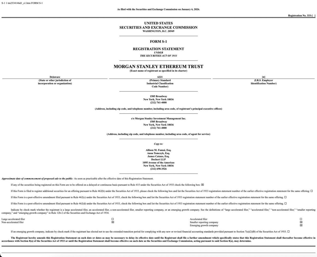 Brace yourselves: Morgan Stanley just threw its hat into the crypto arena  🪙, filing an S-1 for an Ethereum Trust with the SEC 🔥. Big banks entering  the wild world of crypto