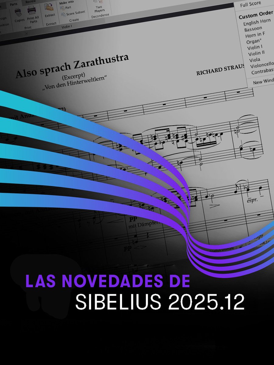Sibelius 2025.12: Más control, menos complicaciones. ✍️ Actualizaciones simplificadas, orden de partes personalizado y control mejorado de armaduras de compás de cortesía y textos. La evolución de la notación musical sigue. ▶️ avid.com/sibelius

#musicnotation